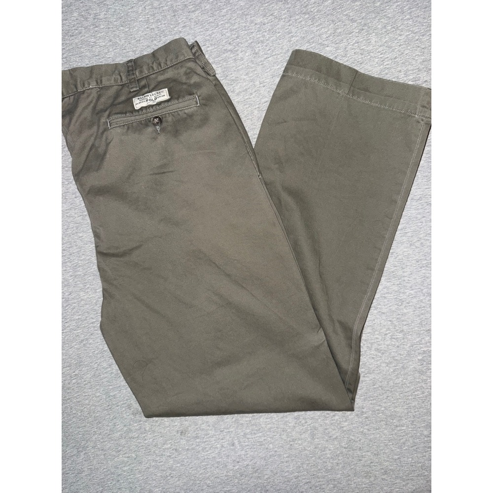 Polo Ralph Lauren Mens Olive Green Andrew Pants Size 36x32 Vintage Pleated Cuffs